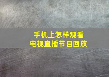 手机上怎样观看电视直播节目回放