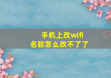 手机上改wifi名称怎么改不了了