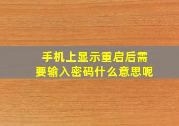 手机上显示重启后需要输入密码什么意思呢