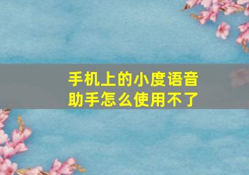 手机上的小度语音助手怎么使用不了