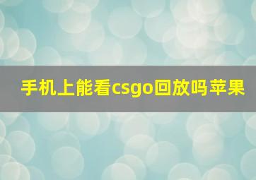 手机上能看csgo回放吗苹果