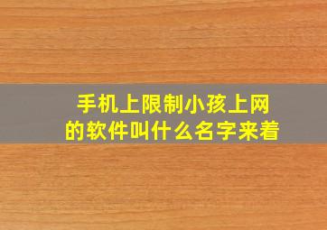 手机上限制小孩上网的软件叫什么名字来着