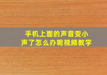 手机上面的声音变小声了怎么办呢视频教学