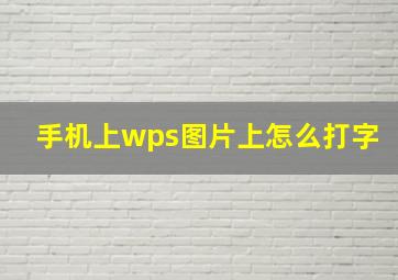 手机上wps图片上怎么打字