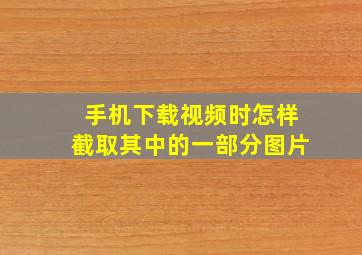 手机下载视频时怎样截取其中的一部分图片