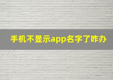 手机不显示app名字了咋办