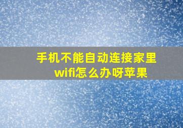 手机不能自动连接家里wifi怎么办呀苹果