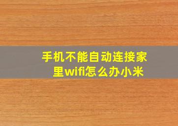 手机不能自动连接家里wifi怎么办小米