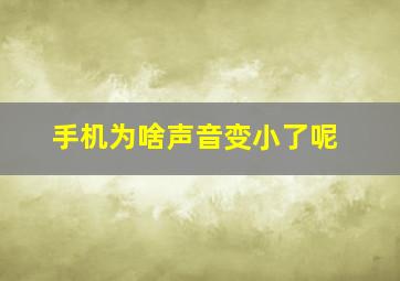 手机为啥声音变小了呢