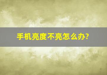 手机亮度不亮怎么办?