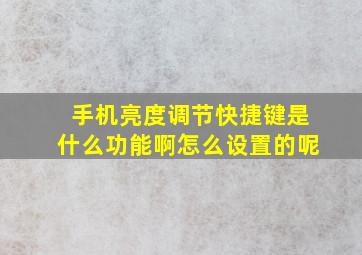 手机亮度调节快捷键是什么功能啊怎么设置的呢