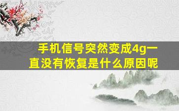 手机信号突然变成4g一直没有恢复是什么原因呢