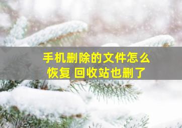 手机删除的文件怎么恢复 回收站也删了