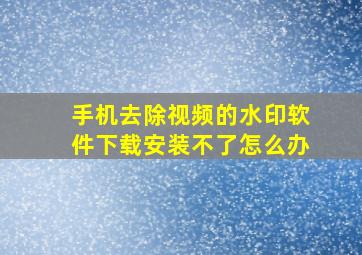 手机去除视频的水印软件下载安装不了怎么办