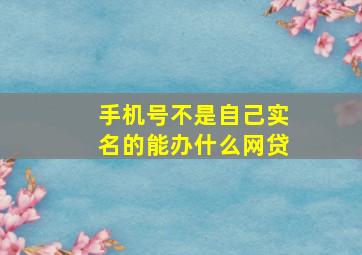 手机号不是自己实名的能办什么网贷