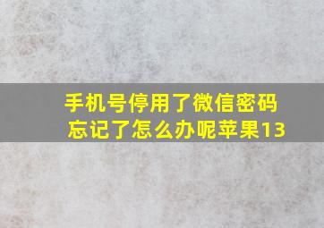 手机号停用了微信密码忘记了怎么办呢苹果13