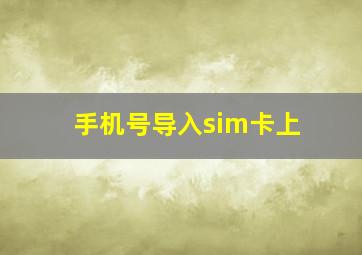 手机号导入sim卡上