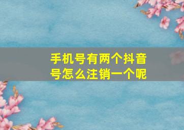 手机号有两个抖音号怎么注销一个呢