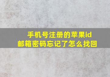 手机号注册的苹果id邮箱密码忘记了怎么找回