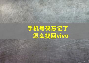 手机号码忘记了怎么找回vivo