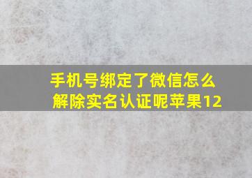 手机号绑定了微信怎么解除实名认证呢苹果12