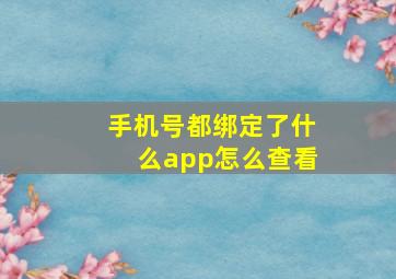 手机号都绑定了什么app怎么查看