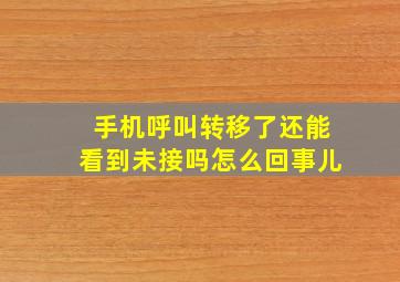 手机呼叫转移了还能看到未接吗怎么回事儿