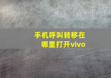 手机呼叫转移在哪里打开vivo