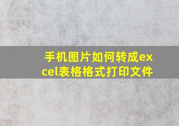 手机图片如何转成excel表格格式打印文件