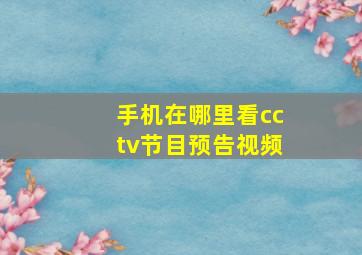 手机在哪里看cctv节目预告视频