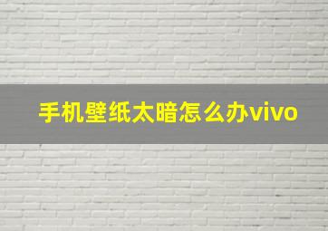 手机壁纸太暗怎么办vivo