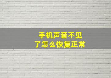 手机声音不见了怎么恢复正常