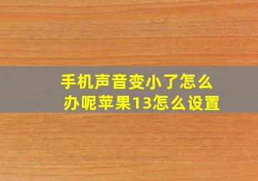 手机声音变小了怎么办呢苹果13怎么设置