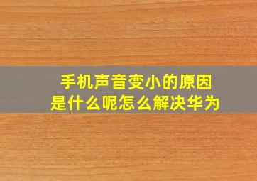 手机声音变小的原因是什么呢怎么解决华为