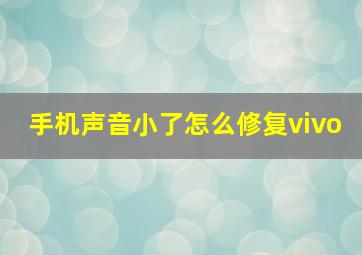 手机声音小了怎么修复vivo