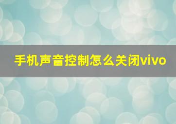 手机声音控制怎么关闭vivo