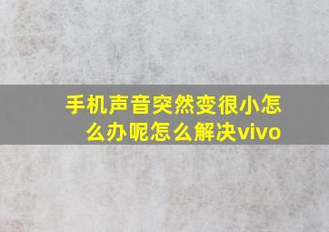 手机声音突然变很小怎么办呢怎么解决vivo