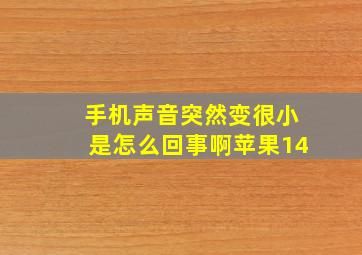 手机声音突然变很小是怎么回事啊苹果14