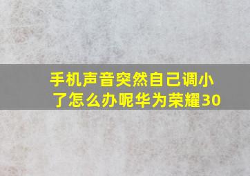 手机声音突然自己调小了怎么办呢华为荣耀30