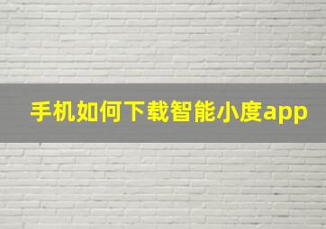 手机如何下载智能小度app