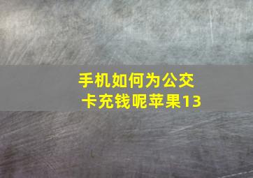 手机如何为公交卡充钱呢苹果13