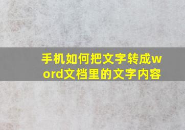 手机如何把文字转成word文档里的文字内容