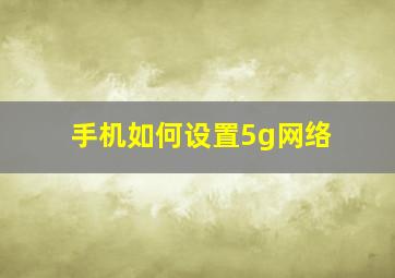 手机如何设置5g网络