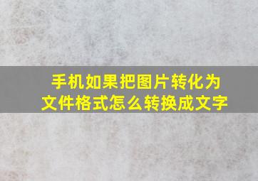 手机如果把图片转化为文件格式怎么转换成文字