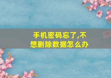 手机密码忘了,不想删除数据怎么办