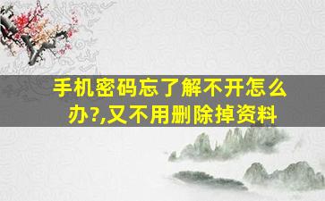 手机密码忘了解不开怎么办?,又不用删除掉资料