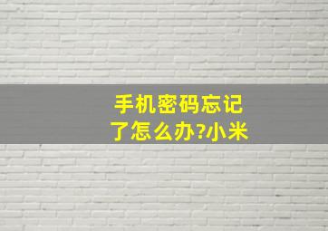 手机密码忘记了怎么办?小米