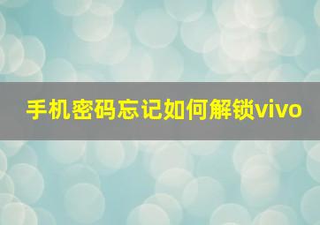 手机密码忘记如何解锁vivo