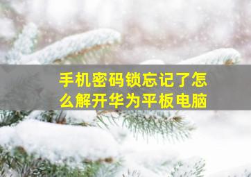 手机密码锁忘记了怎么解开华为平板电脑