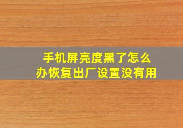 手机屏亮度黑了怎么办恢复出厂设置没有用